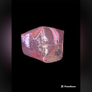 NWT PINK GLITTER SPARKLING BATH AND BODY WORKS SMALL MAKEUP BAG